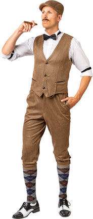 Feestbazaar Roaring 20's Gilet Beige Geruit
