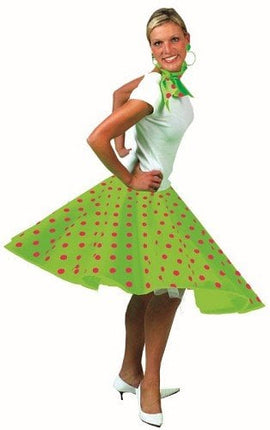 Feestbazaar Rock and Roll rok met sjaaltje groen/roze