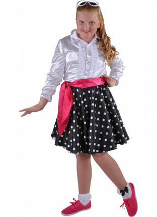 Feestbazaar Rock en Roll rokje Grease kind zwart elite