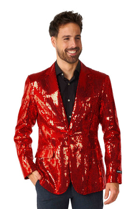 Feestbazaar Rode Glamour Colbert Pailletten Rood Heren