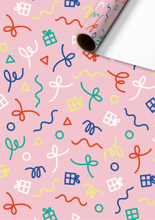 Feestbazaar Rol Inpakpapier roze cadeautjes