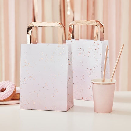 Feestbazaar Rose gouden Party tasjes Stippen glimmend