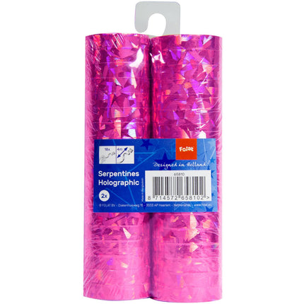Feestbazaar Roze Holografische Serpentines - 2 stuks