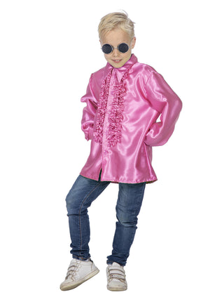 Feestbazaar Ruches blouse satijn cyclaam kind