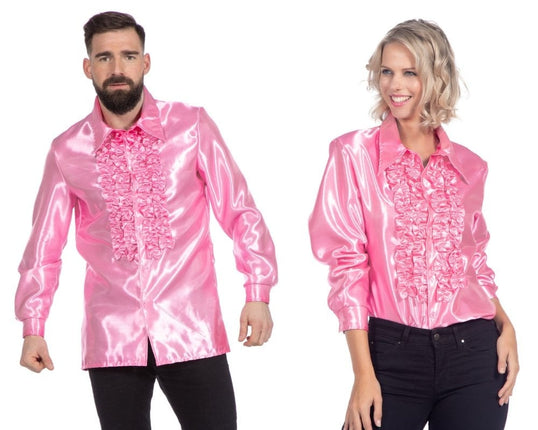 Feestbazaar Ruchesblouse satijn roze