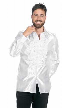 Feestbazaar Ruchesblouse satijn wit Kevin