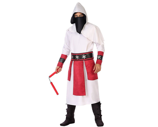 Feestbazaar Samurai Ninja Outfit Heren Wit/Rood