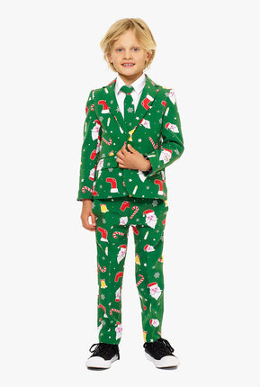 Feestbazaar Santaboss Kids Pak Groen Opposuits