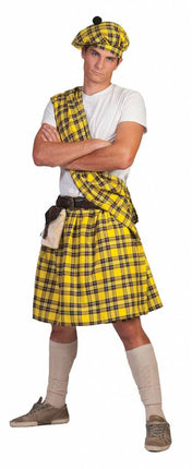 Feestbazaar Schotse Highlander pak man geel