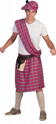 Feestbazaar Schotse Highlander pak man pink
