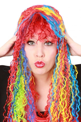 Feestbazaar Serpetine regenboog pruik