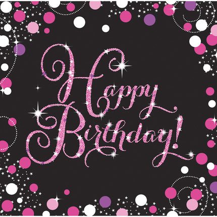 Feestbazaar Servetten Happy Birthday Sparkling Pink