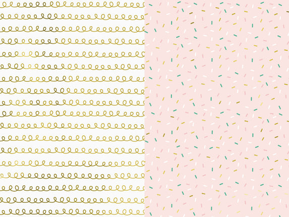 Feestbazaar Set 2 rollen Cadeaupapier Gold/Pink Mix