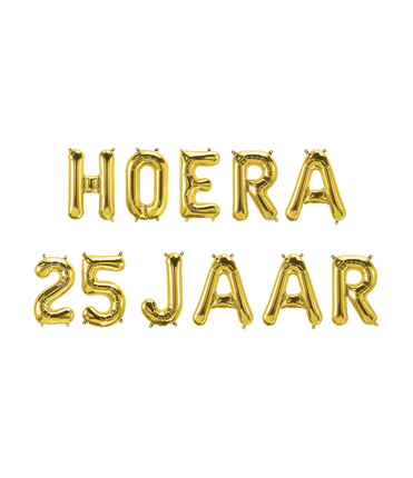 Feestbazaar Set Folie Ballonnen - Hoera 25 Jaar Goud