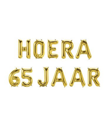 Feestbazaar Set Folie Ballonnen - Hoera 65 Jaar Goud