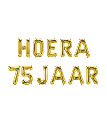 Feestbazaar Set Folie Ballonnen - Hoera 75 Jaar Goud