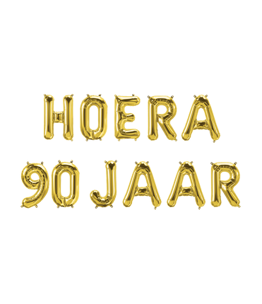 Feestbazaar Set Folie Ballonnen - Hoera 90 Jaar Goud