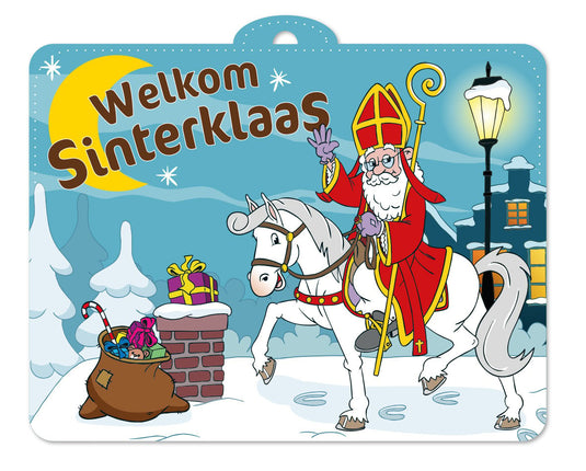 Feestbazaar Sinterklaas Deurbord Cartoon 30x40cm