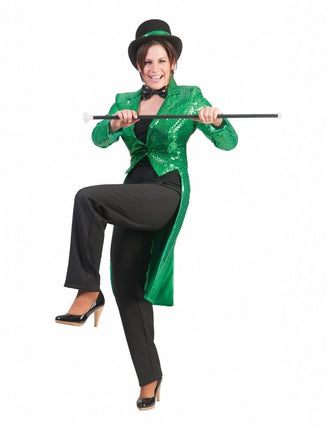 Feestbazaar Slipjas pailletten groen vrouw