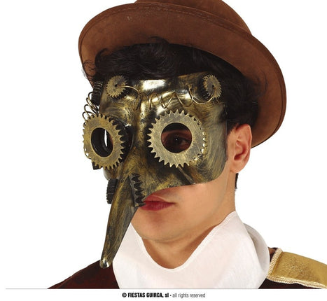 Feestbazaar Steampunk Masker Goud Tandwielen