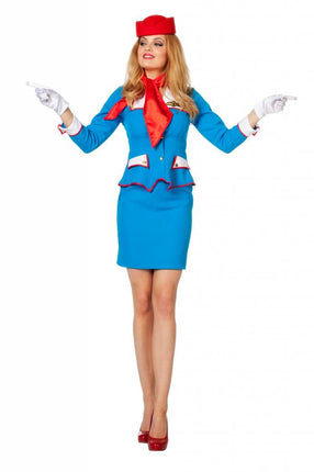 Feestbazaar Stewardessenpakje blauw Patty