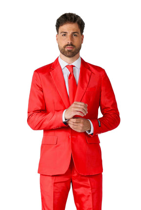 Feestbazaar Suitmeister Maatpak Solid Rood Heren