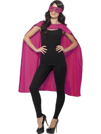 Feestbazaar Superhero cape met masker pink