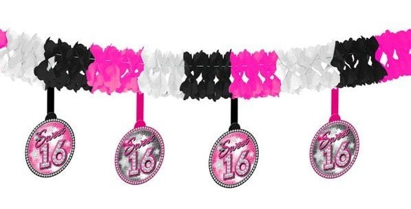 Feestbazaar Sweet 16 slinger met onderhanger