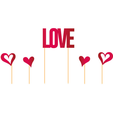 Feestbazaar Taart Topper Love Hartjes