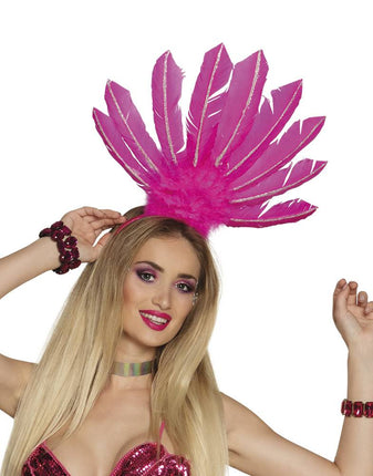 Feestbazaar Tiara Samba Neon Roze