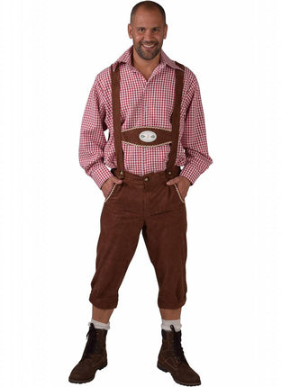 Feestbazaar Tiroler broek met bretels Edelweiss bruin