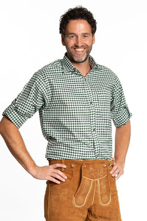 Feestbazaar Trachtenhemd Lange Mouw Groen Geblokt Tirol