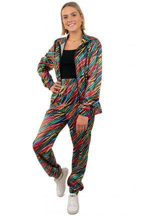 Feestbazaar Trainingspak Dames 80`s Zebra Rainbow