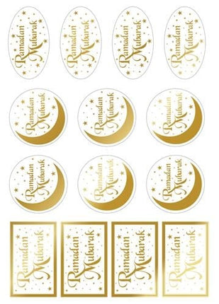 Feestbazaar Transparante Cadeaulabels Eid Mubarak Goud (14st)