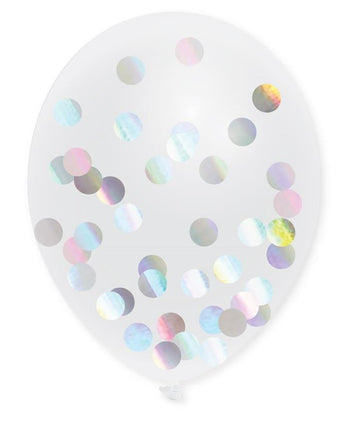 Feestbazaar Transparante Confetti Ballonnen Holografisch - 5 Stuks
