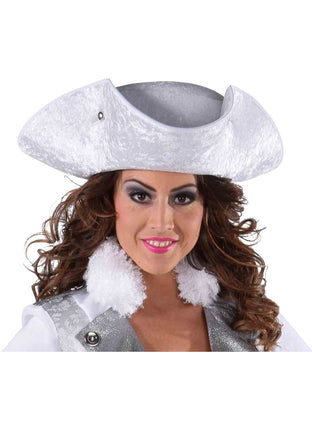 Feestbazaar Tricorn Hoed Wit Luxe