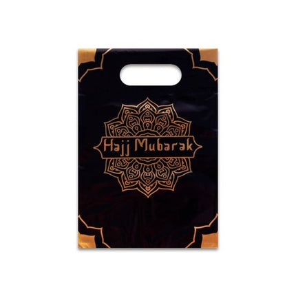 Feestbazaar Uitdeelzakjes 'Hajj Mubarak' Zwart/Goud (6st)