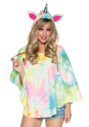 Feestbazaar Unicorn Tie Dye Poncho Vrouw