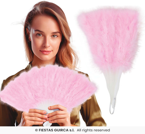 Feestbazaar Veren waaier roze