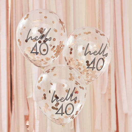 Feestbazaar Verjaardag Ballonnen 'Hello 40' (5st)
