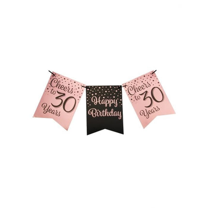 Feestbazaar Verjaardagsslinger Vaandel 30 Jaar Roze/Zwart (6m)