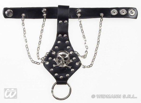 Feestbazaar Vingerhandschoen schedel met ketting