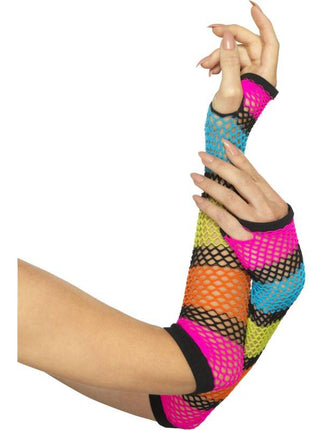 Feestbazaar Visnet handschoenen neon