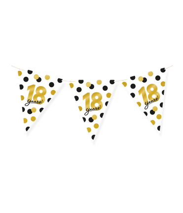 Feestbazaar Vlaggenlijn Celebration 18 Jaar Wit/Goud/Zwart