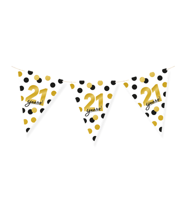 Feestbazaar Vlaggenlijn Celebration 21 Jaar Wit/Goud/Zwart