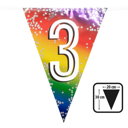 Feestbazaar Vlaggenlijn Cijfer 3 Regenboog Met Sterren (6m)
