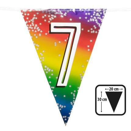 Feestbazaar Vlaggenlijn Cijfer 7 Regenboog Met Sterren (6m)