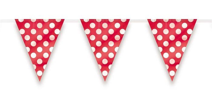 Feestbazaar Vlaggenlijn Gestippeld Robijn Rood/Wit - 3,5 Meter