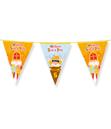 Feestbazaar Vlaggenlijn Welkom Sint & Piet Cartoon Vigo (10m)