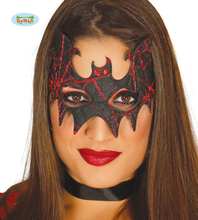 Feestbazaar Vleermuis masker zwart/rood